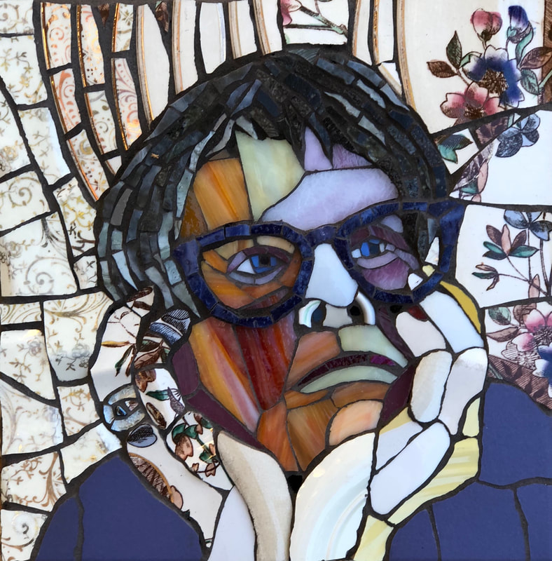 Day Dreamer Daydream, mosaic self portrait by Gila Rayberg